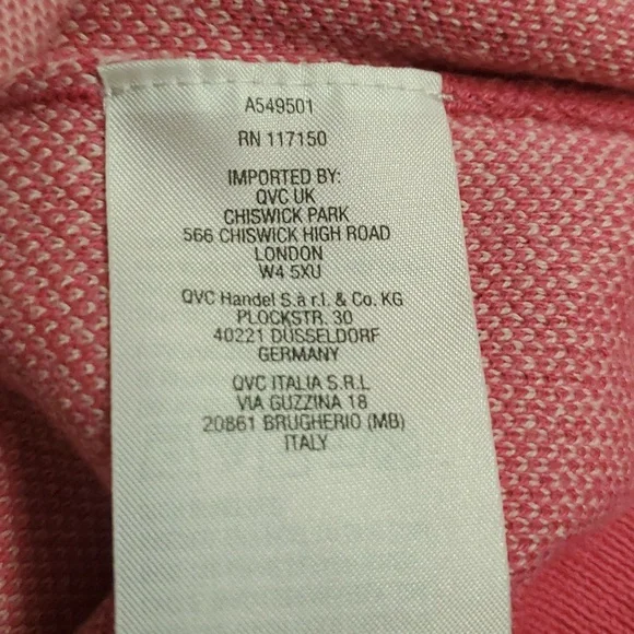 NEW! Belle by Kim Gravel pink plaid color block sweater. Never worn. Medium. - Picture 5 of 6